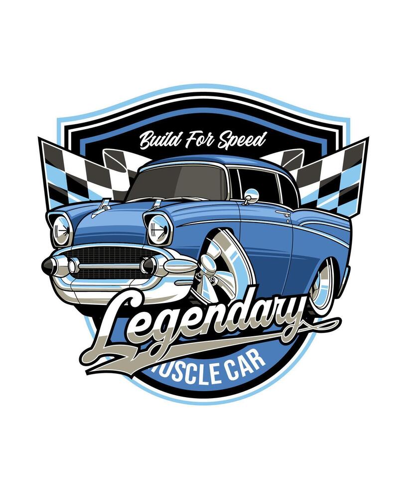 Legendary Muscle Car Vintage Cartoon Illustration vector