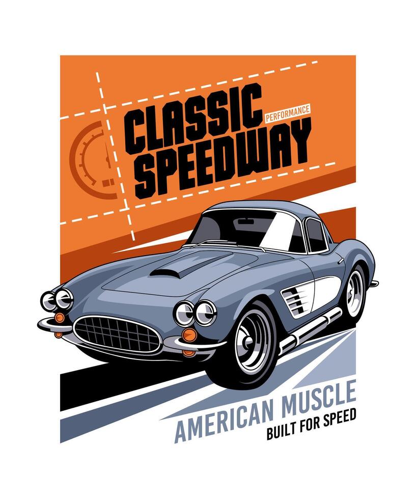 Classic Speedway Retro Car Design vector