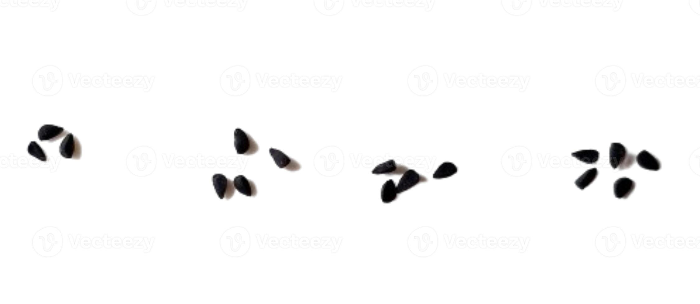 Black cumin seeds pile isolated on white background photo