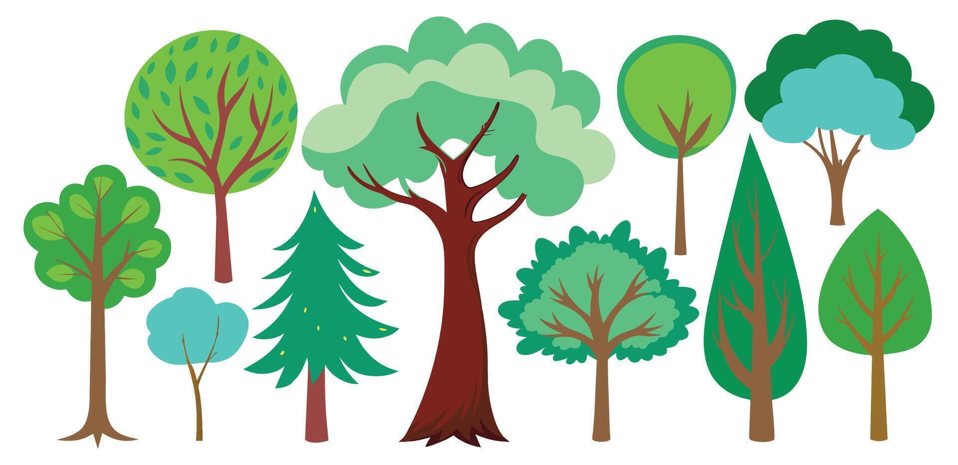 hand drawn trees collection set, illustration vector for infographic or other uses