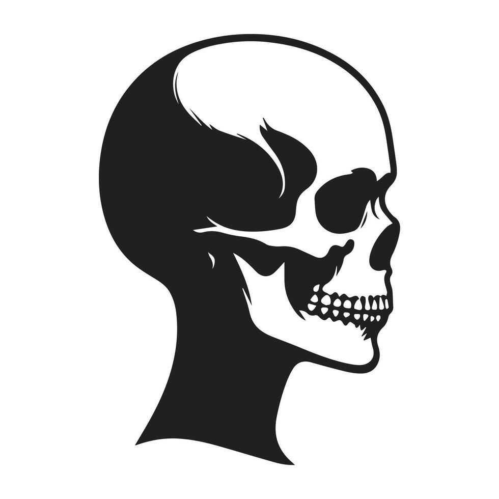 Skull Vector Icon. Black and white human skull