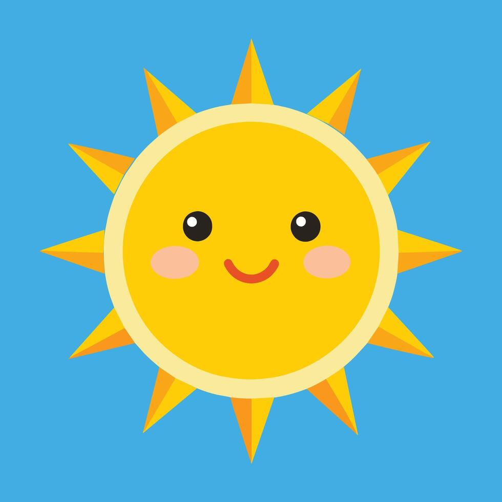Cute cartoon smiling sun. funny sun vector on an isolated background