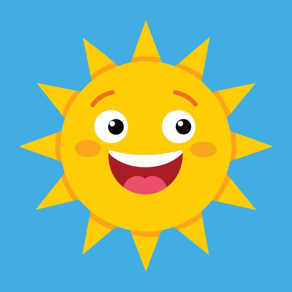 Cute cartoon smiling sun. funny sun vector on an isolated background