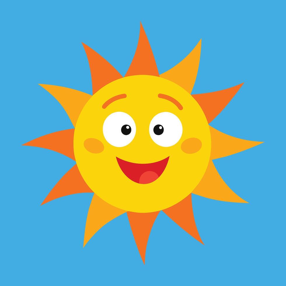 Cute cartoon smiling sun. funny sun vector on an isolated background