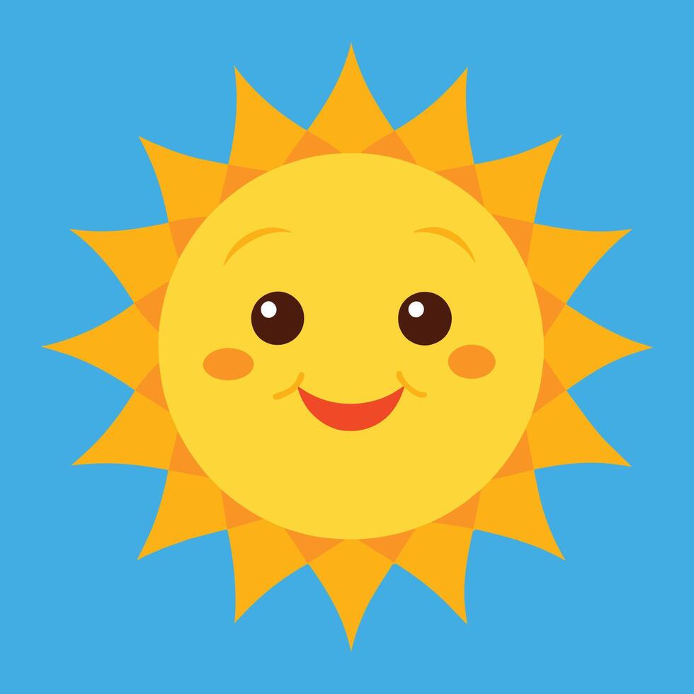 Cute cartoon smiling sun. funny sun vector on an isolated background