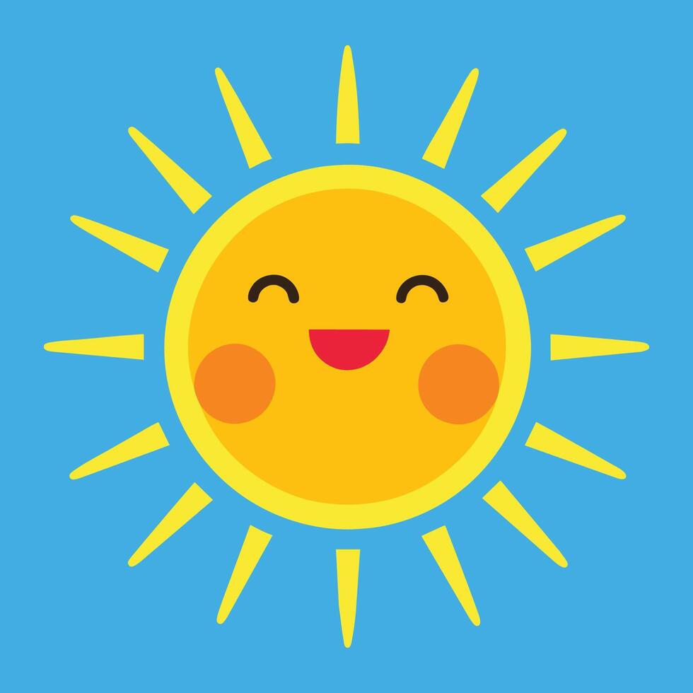 Cute cartoon smiling sun. funny sun vector on an isolated background