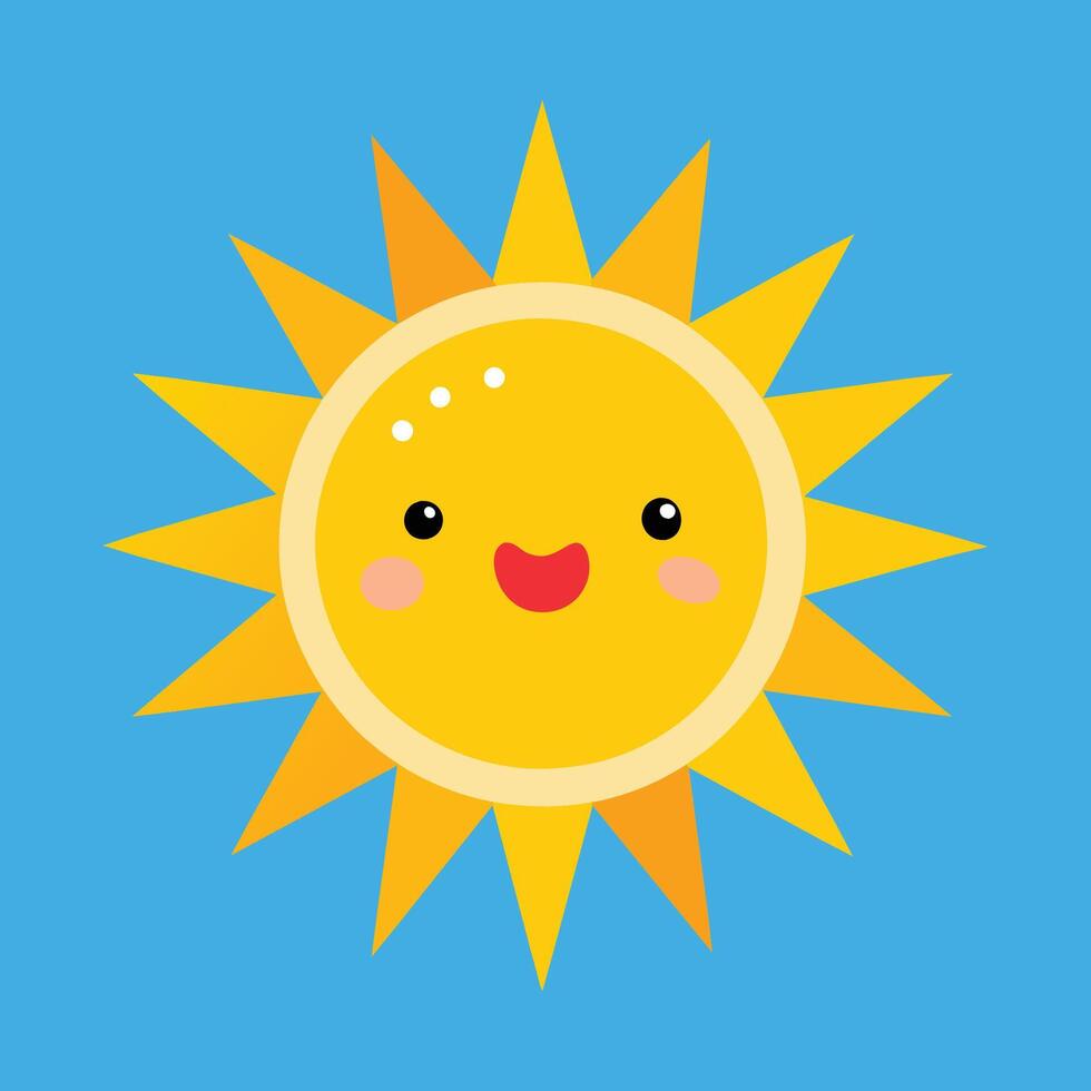 Cute cartoon smiling sun. funny sun vector on an isolated background