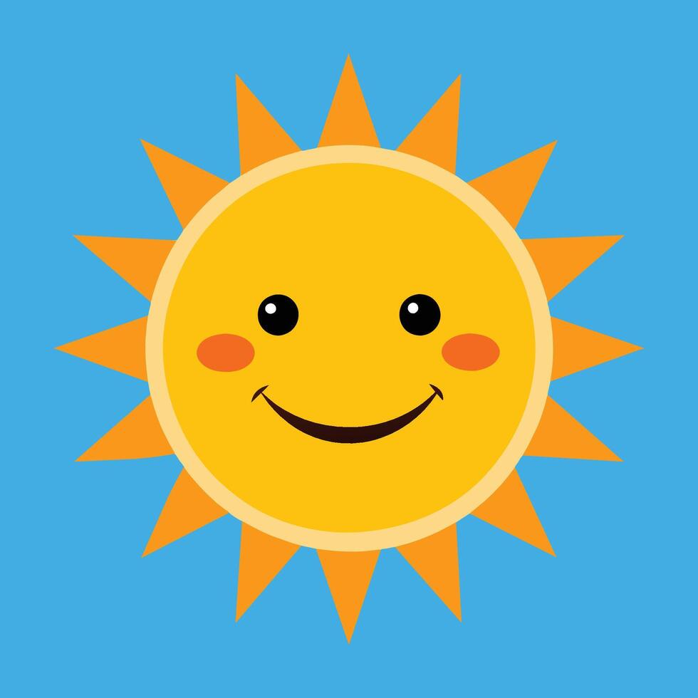 Cute cartoon smiling sun. funny sun vector on an isolated background