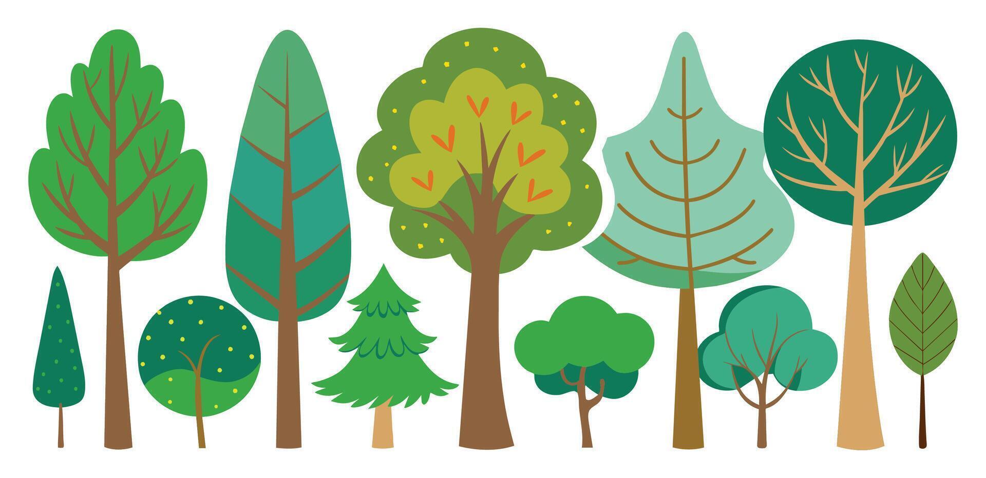 hand drawn trees collection set, illustration vector for infographic or other uses