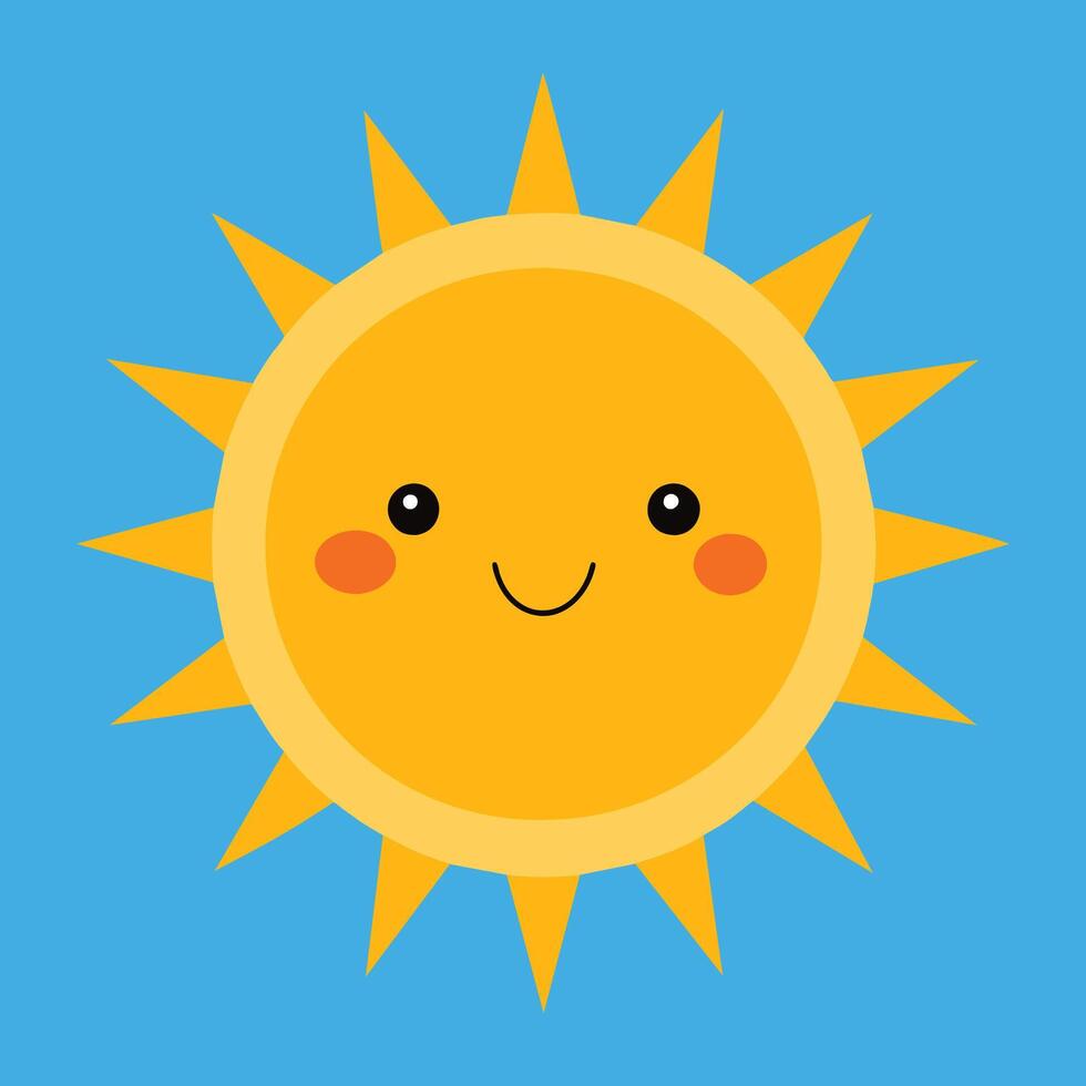 Cute cartoon smiling sun. funny sun vector on an isolated background