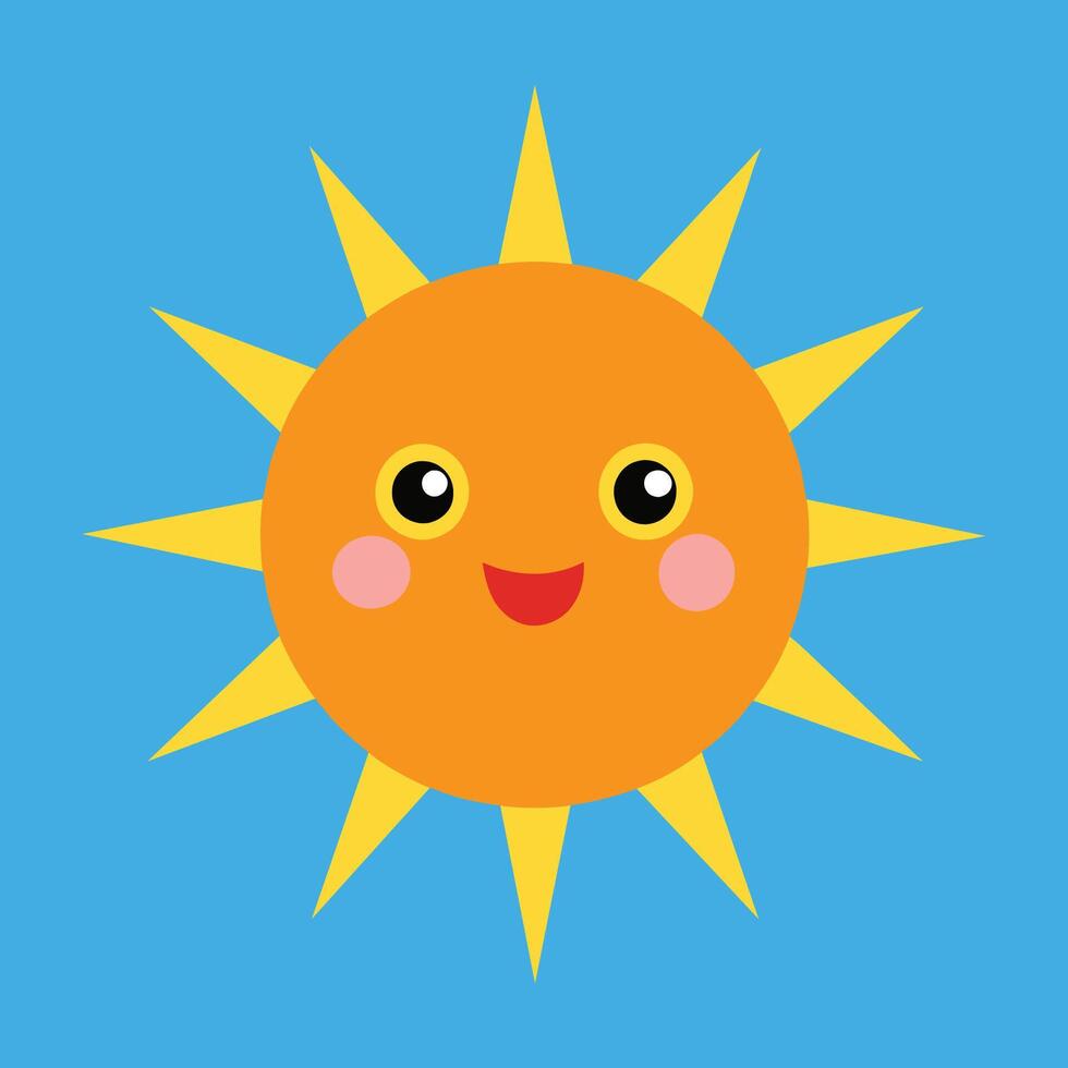Cute cartoon smiling sun. funny sun vector on an isolated background