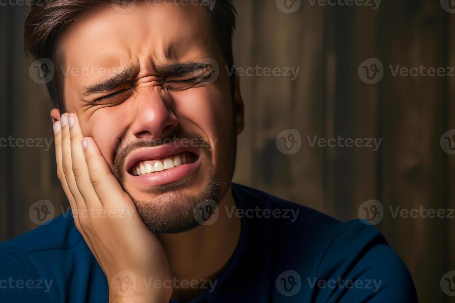 AI generated Young man with a toothache photo
