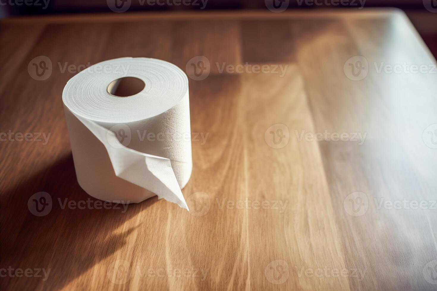 AI generated Toilet paper on table, closeup photo