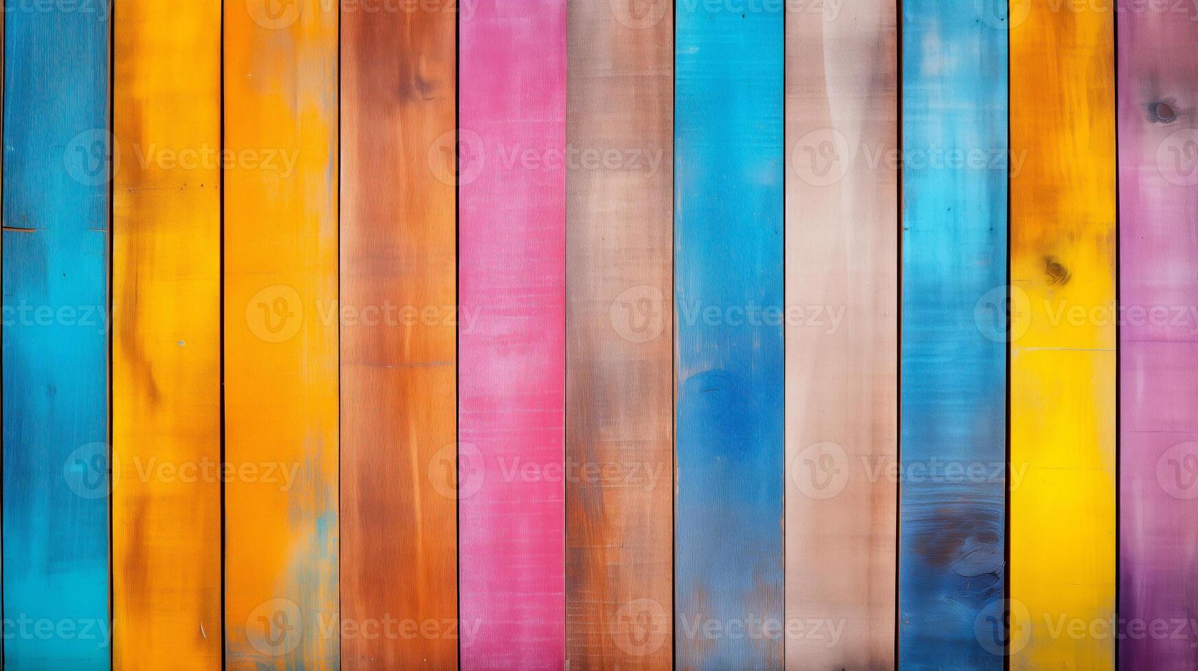 AI generated Colorful wood texture. Wooden background, copy space. photo