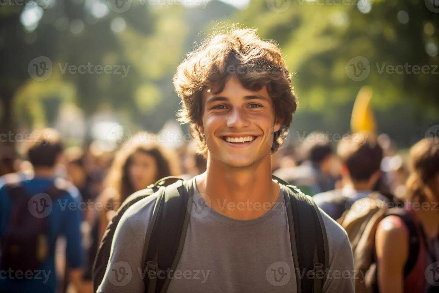 AI generated Male college student at summer festival photo