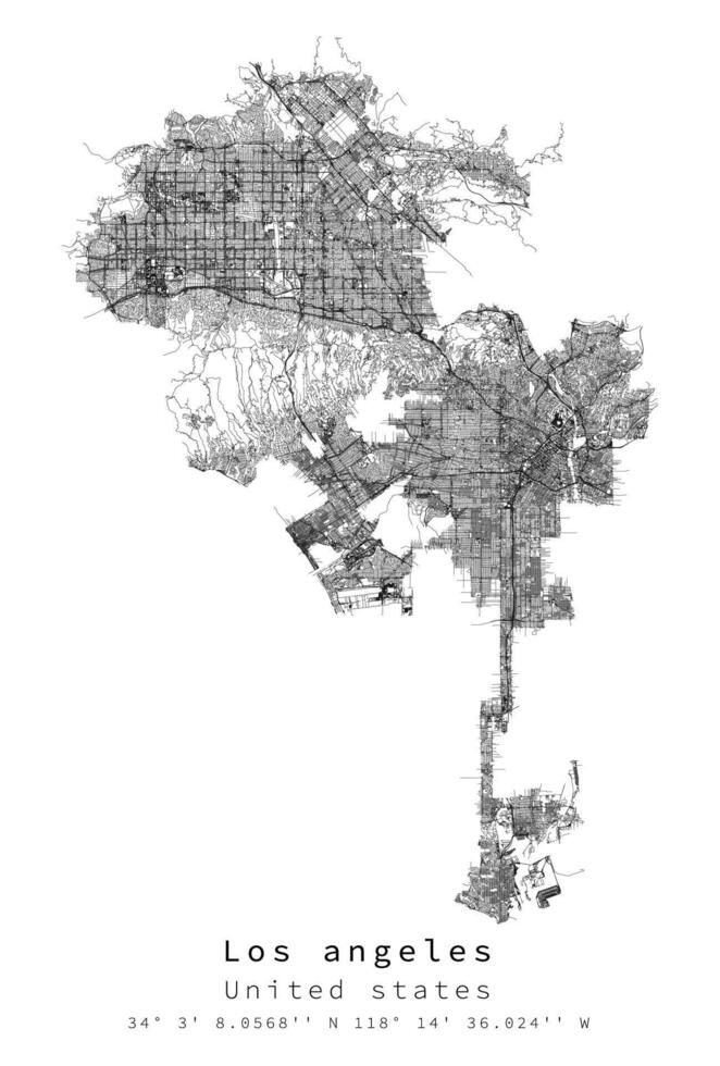 los angeles urbano detalle calles carreteras mapa ,vector elemento imagen vector