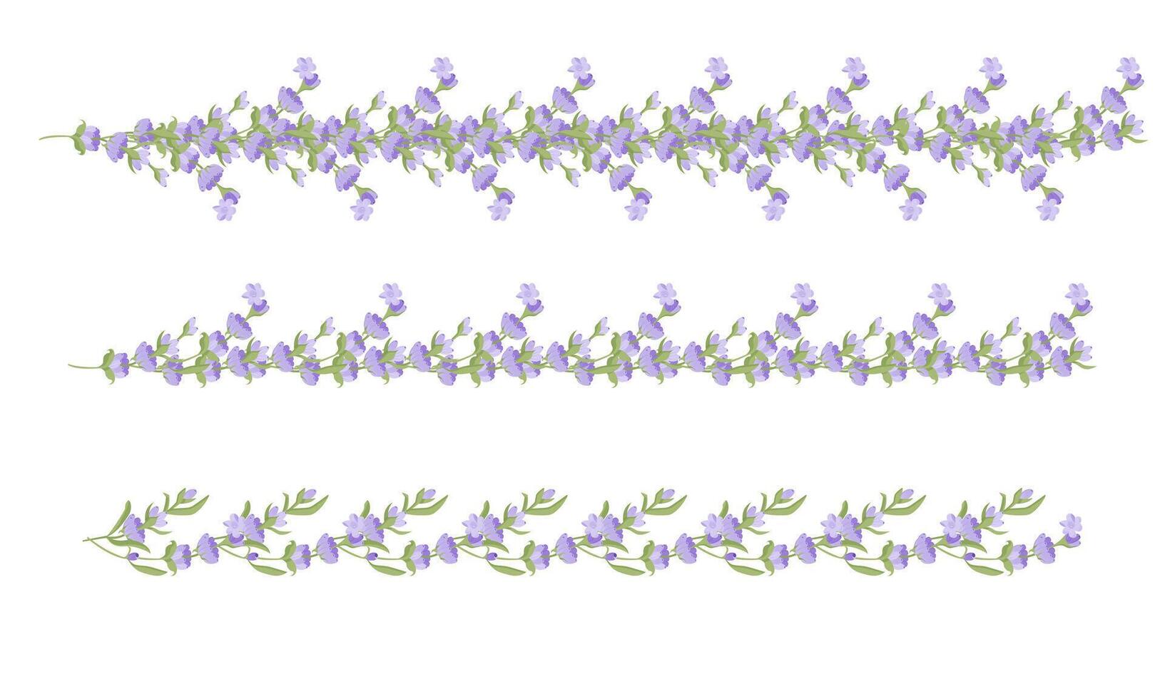 conjunto de decorativo fronteras de lavanda flores para tu diseño. vector ilustración aislado en blanco antecedentes.