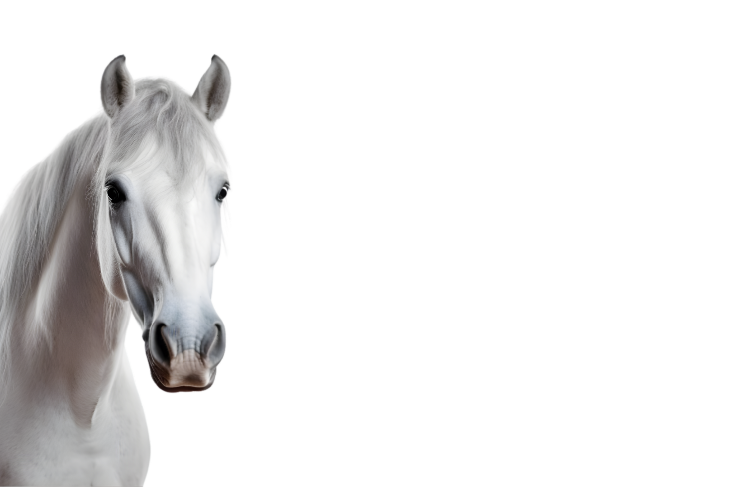 AI generated Portrait of a white horse on transparent background png