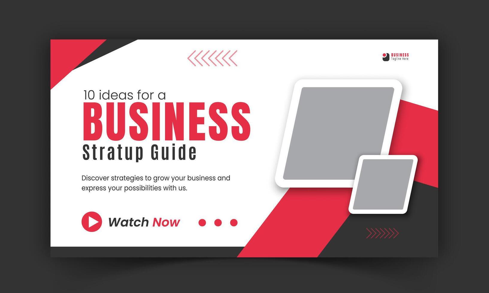 Corporate business video thumbnail and professional web banner design template, dynamic and vibrant red thumbnails on live streams for video promotion vector