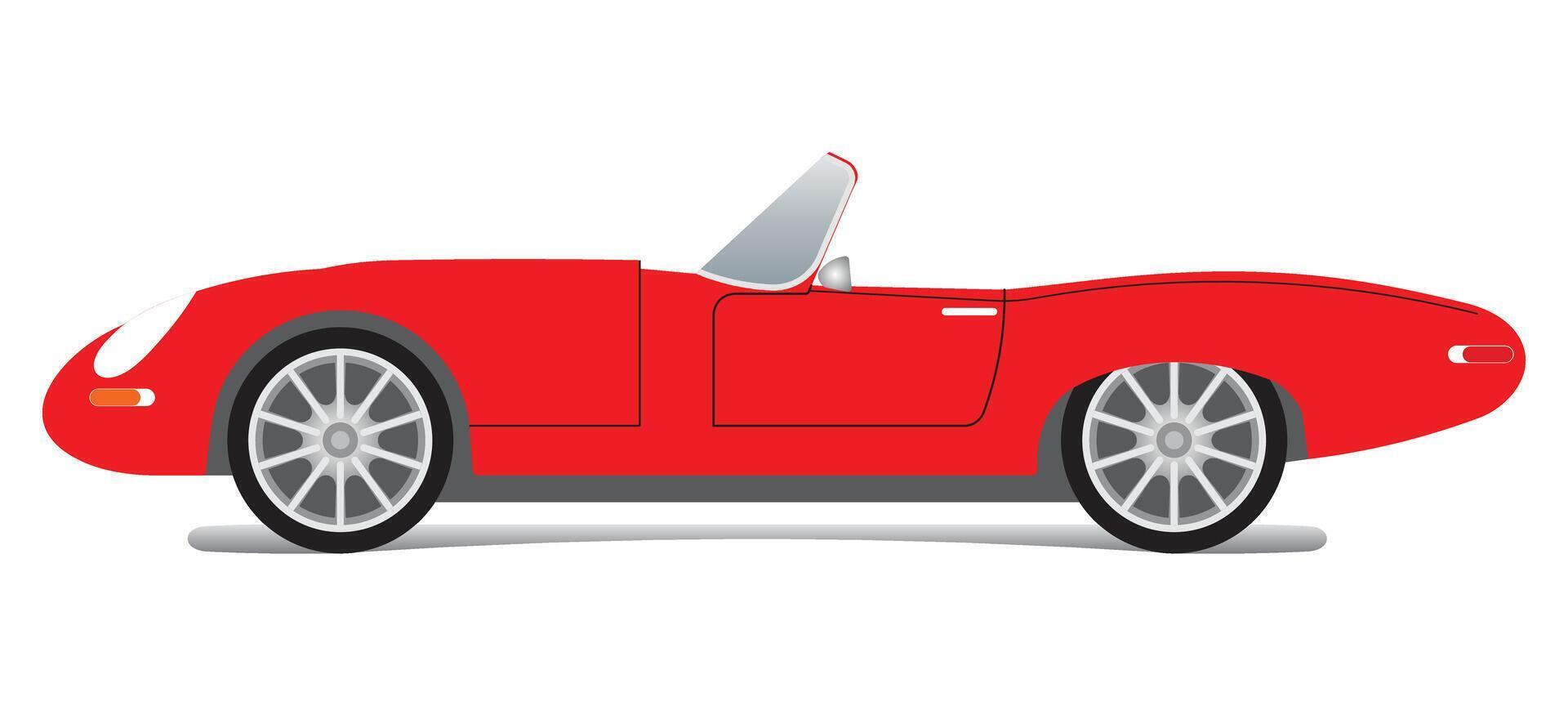 Old red cabriolet over white background vector