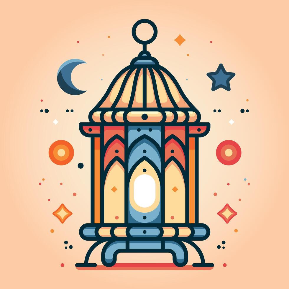 vector Illustration of Islamic lantern with flat color style perfect for Ramadan and Islamic event