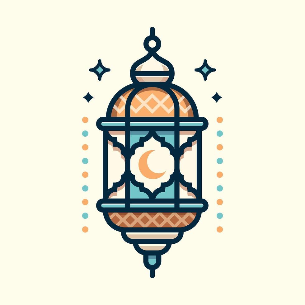 vector Illustration of Islamic lantern with flat color style perfect for Ramadan and Islamic event