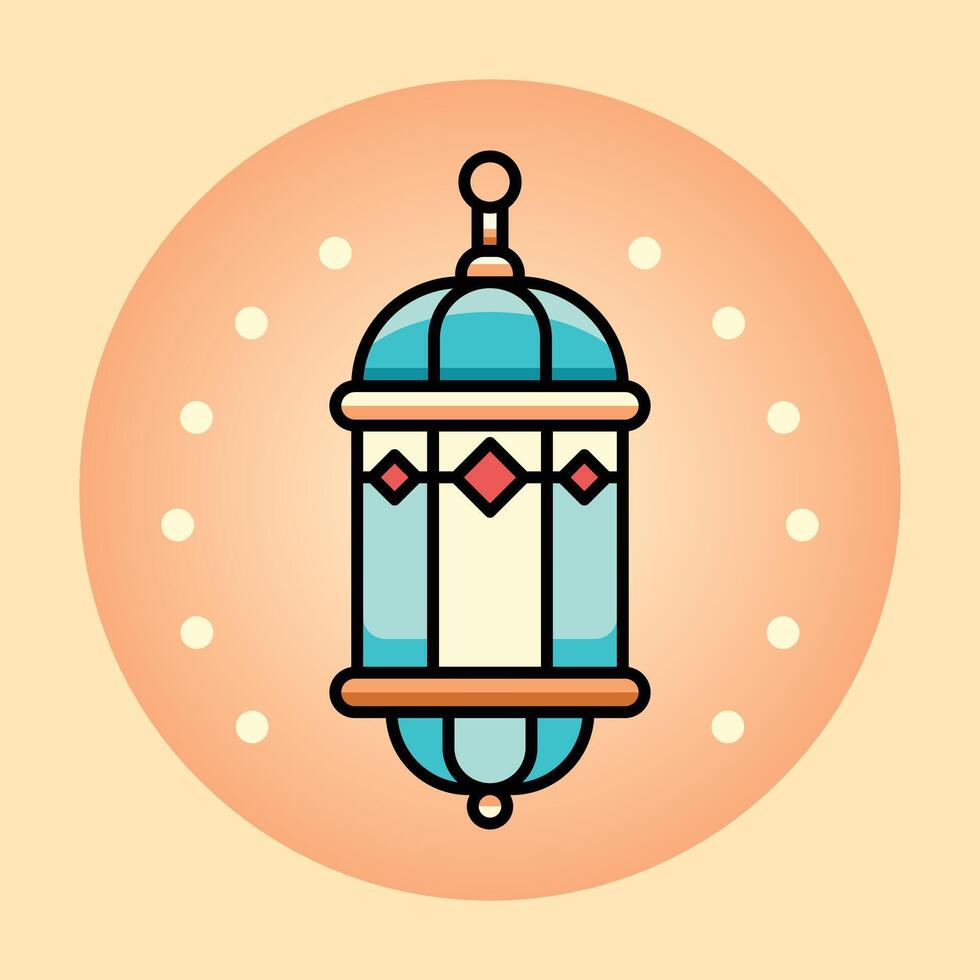 vector Illustration of Islamic lantern with flat color style perfect for Ramadan and Islamic event