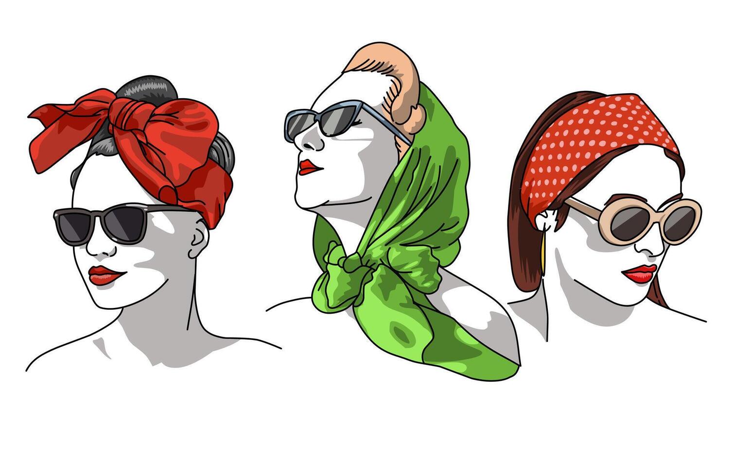 Girl with bandana and American style scarf from 1950 vector
