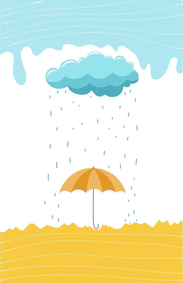 umbrella on the beach with bright clouds wallpaper vector