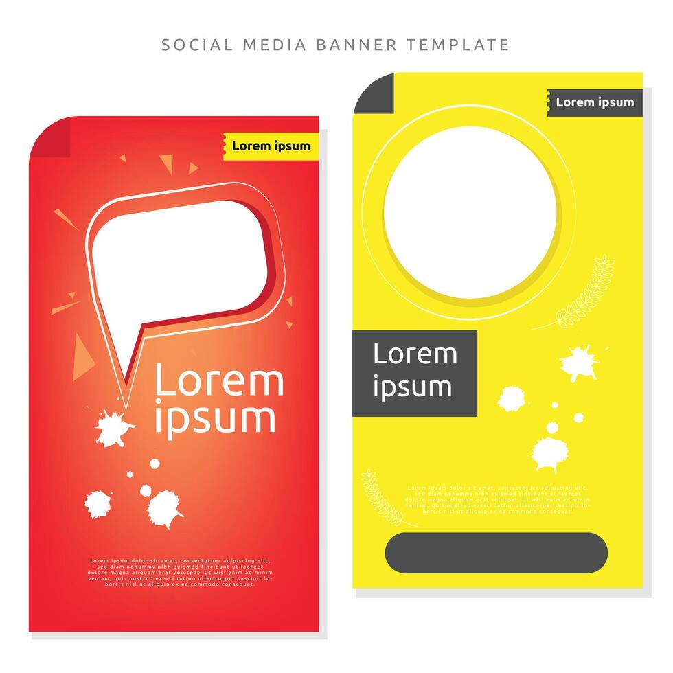 Social Media banner Template in Red and Yellow color . Perfect for your promotion banner on social media. feed mockup design. vector