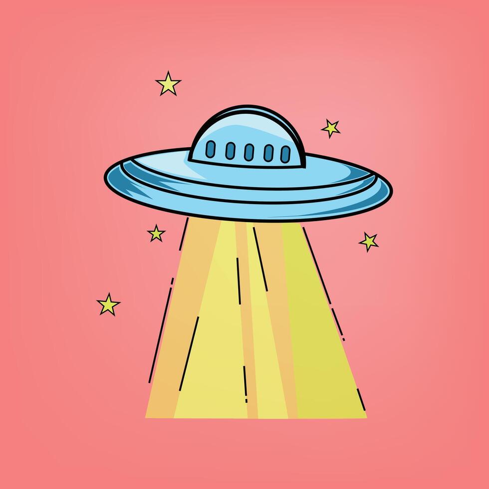 cute UFO with bottom light vector