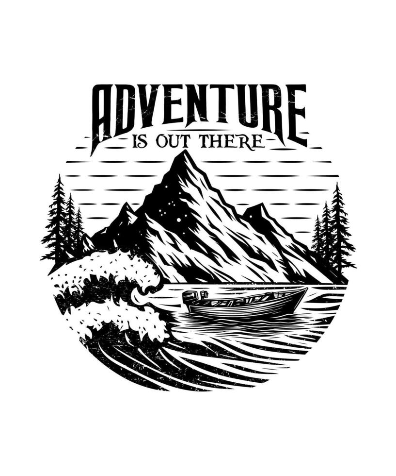 Adventure is out there beach line art t shirt design vector