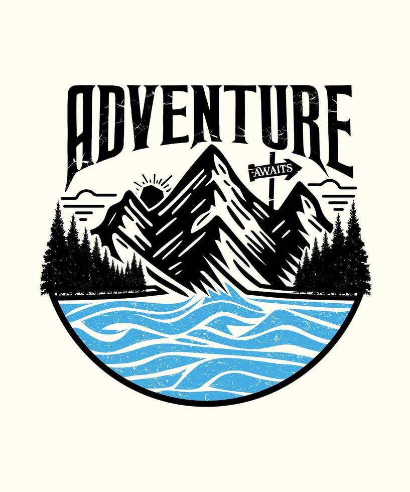 adventure awaits outdoor t shirt design vector