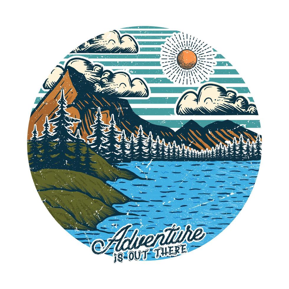 Adventure is out there outdoor t shirt design illustration vector