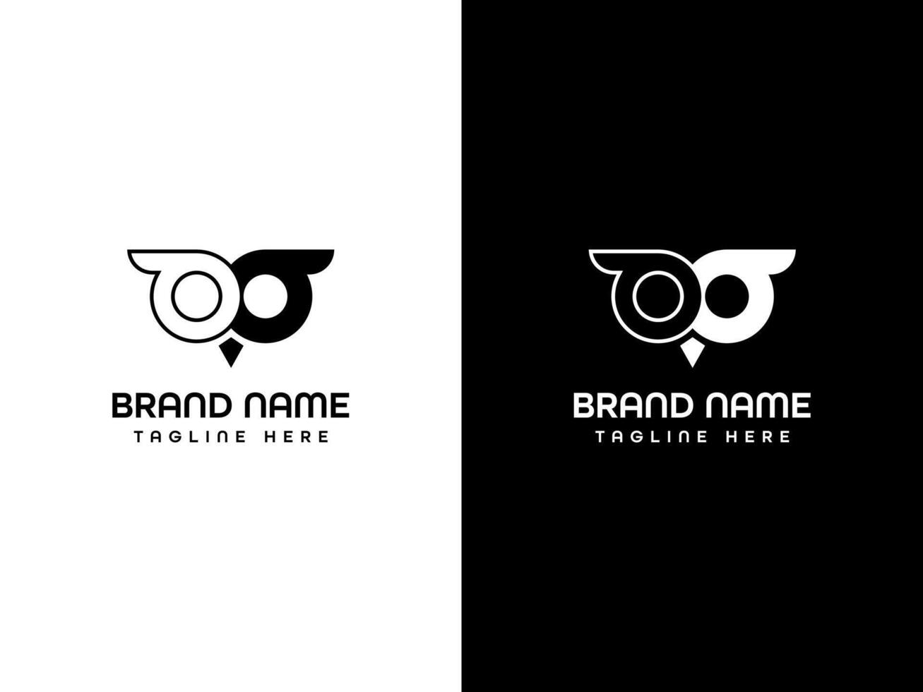 Owl Bird Eyes Logo Design vector