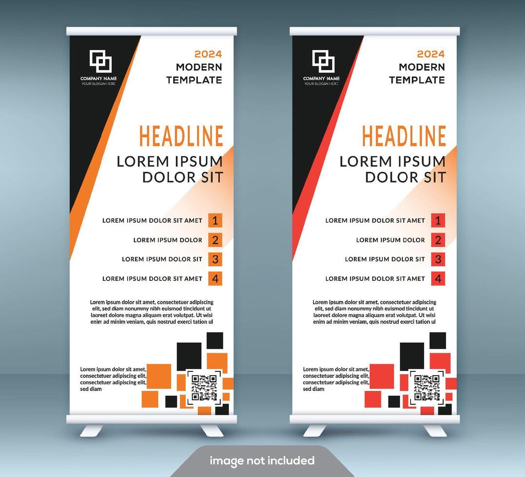 Banner roll-up design, business concept. Graphic template roll-up for exhibitions vector