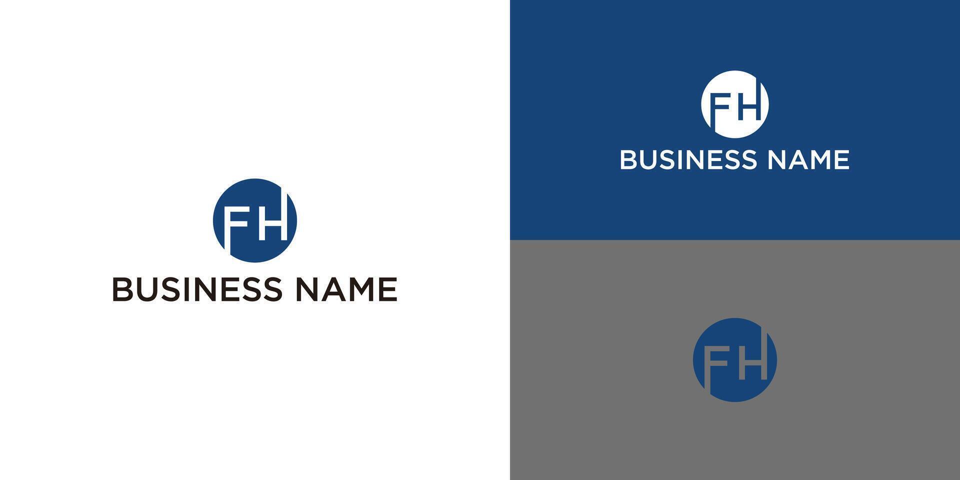 letter f h circle logo design vector illustration template