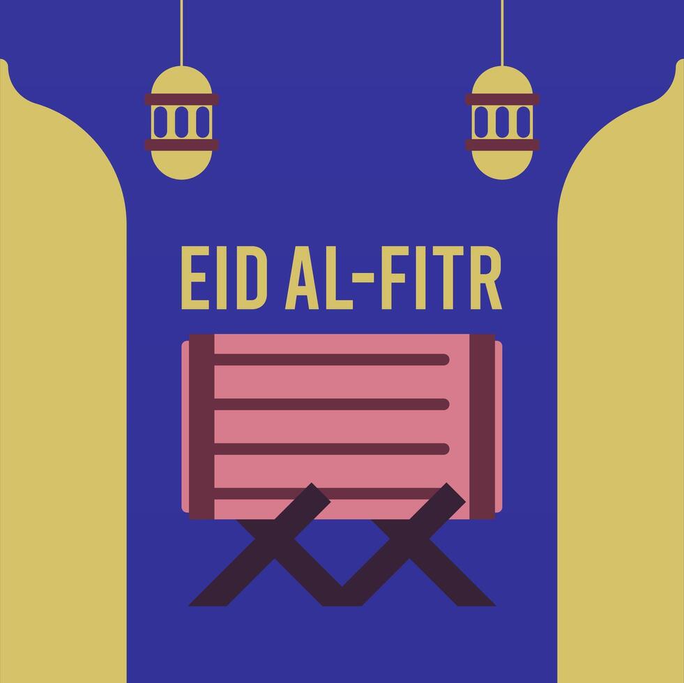 Flat eid al-fitr illustration background vector