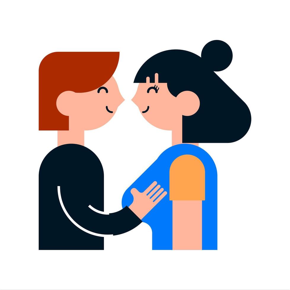 Kissing couple character background vector