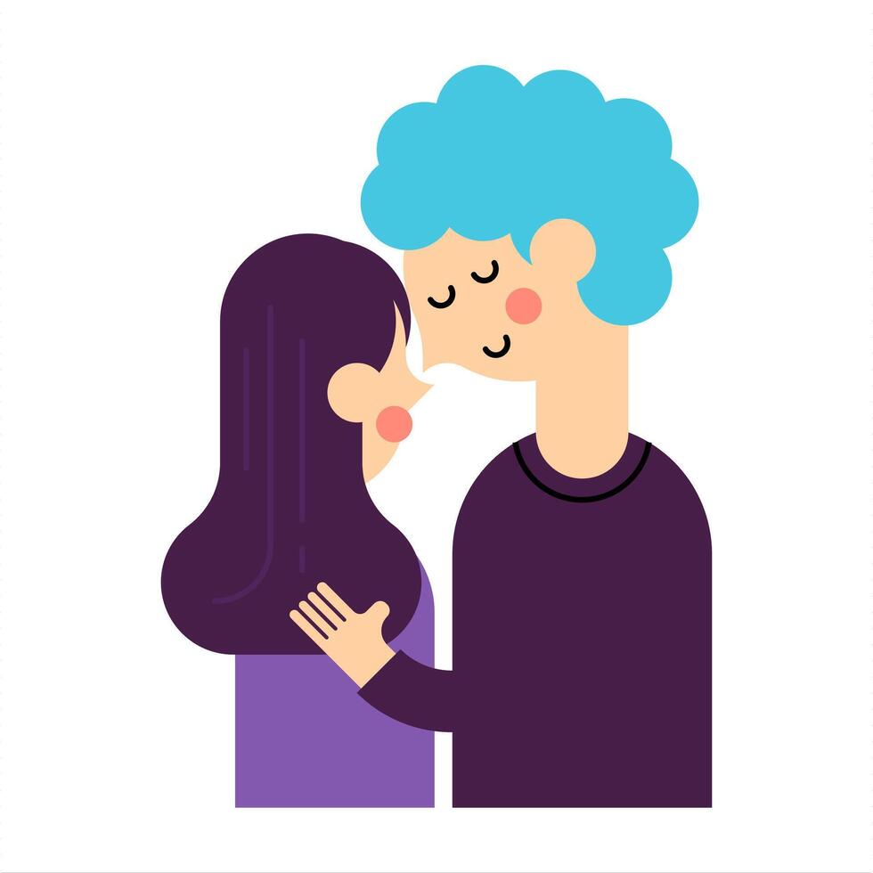Kissing couple character background vector