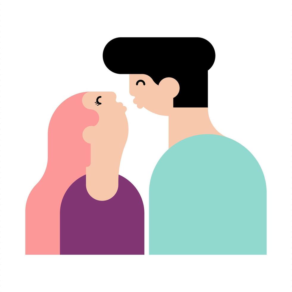 Kissing couple character background vector