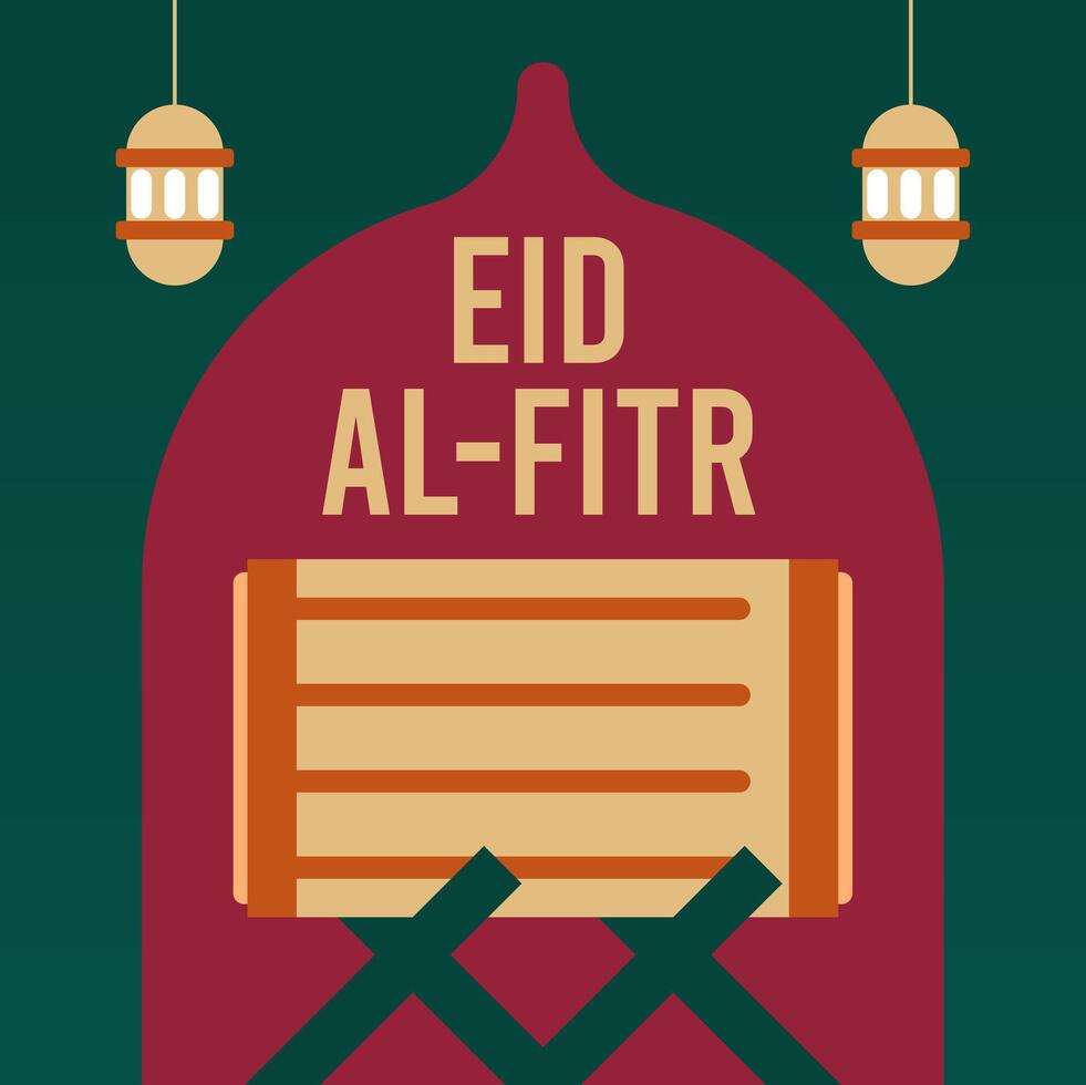 Flat eid al-fitr illustration background vector