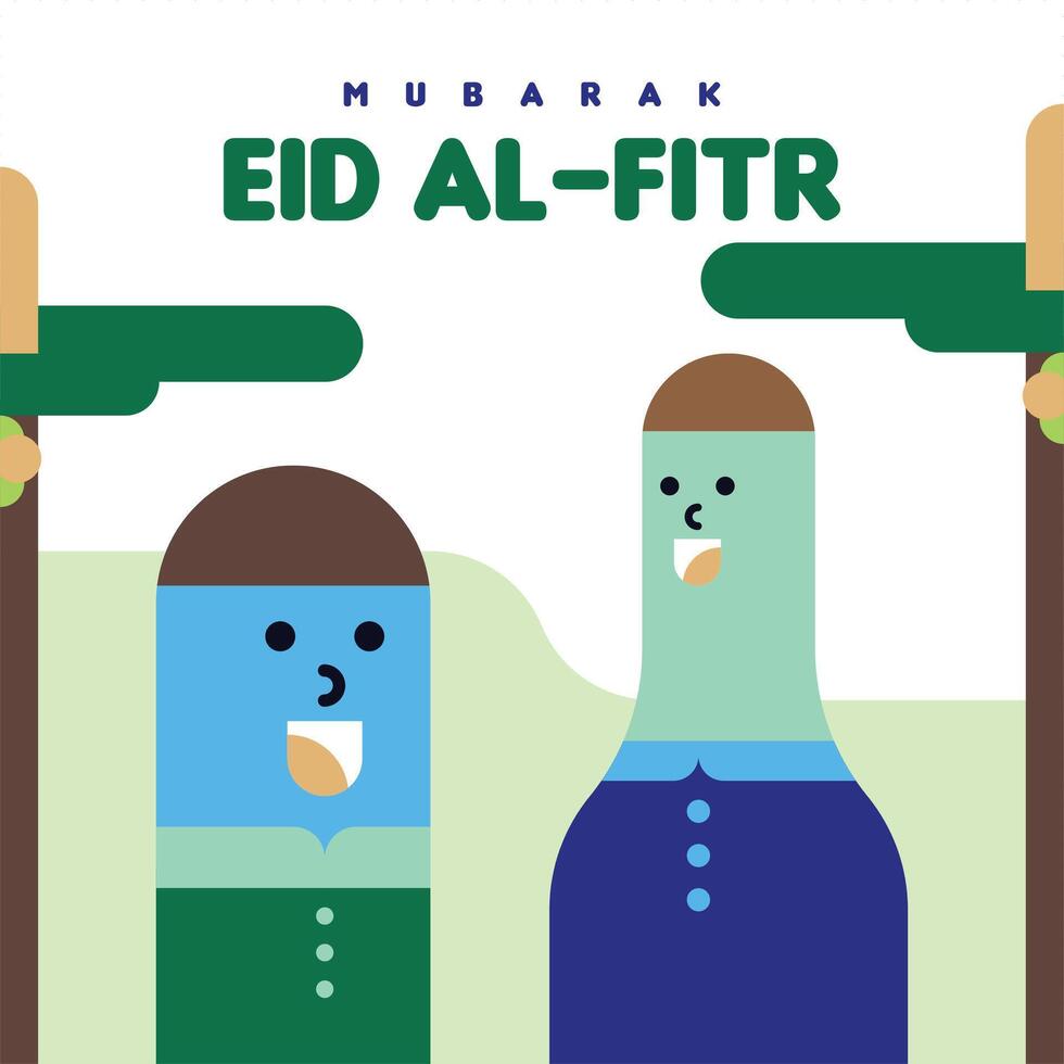 Flat eid al-fitr illustration background vector