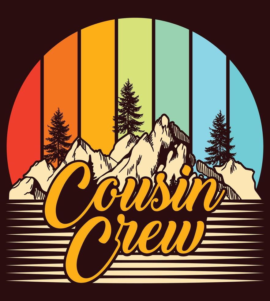 Mountain Camping Cousin Crew T-Shirt Design vector