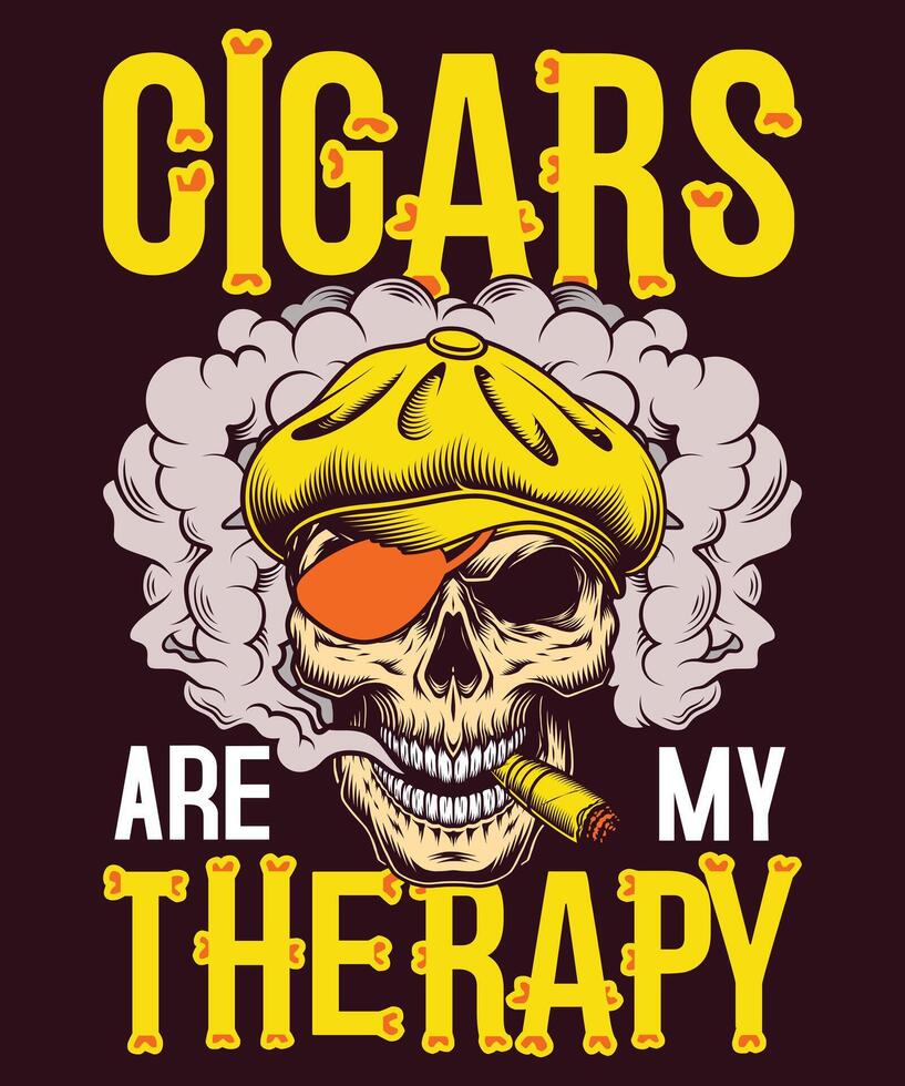 Cigars Are My Therapy T-Shirt Design vector