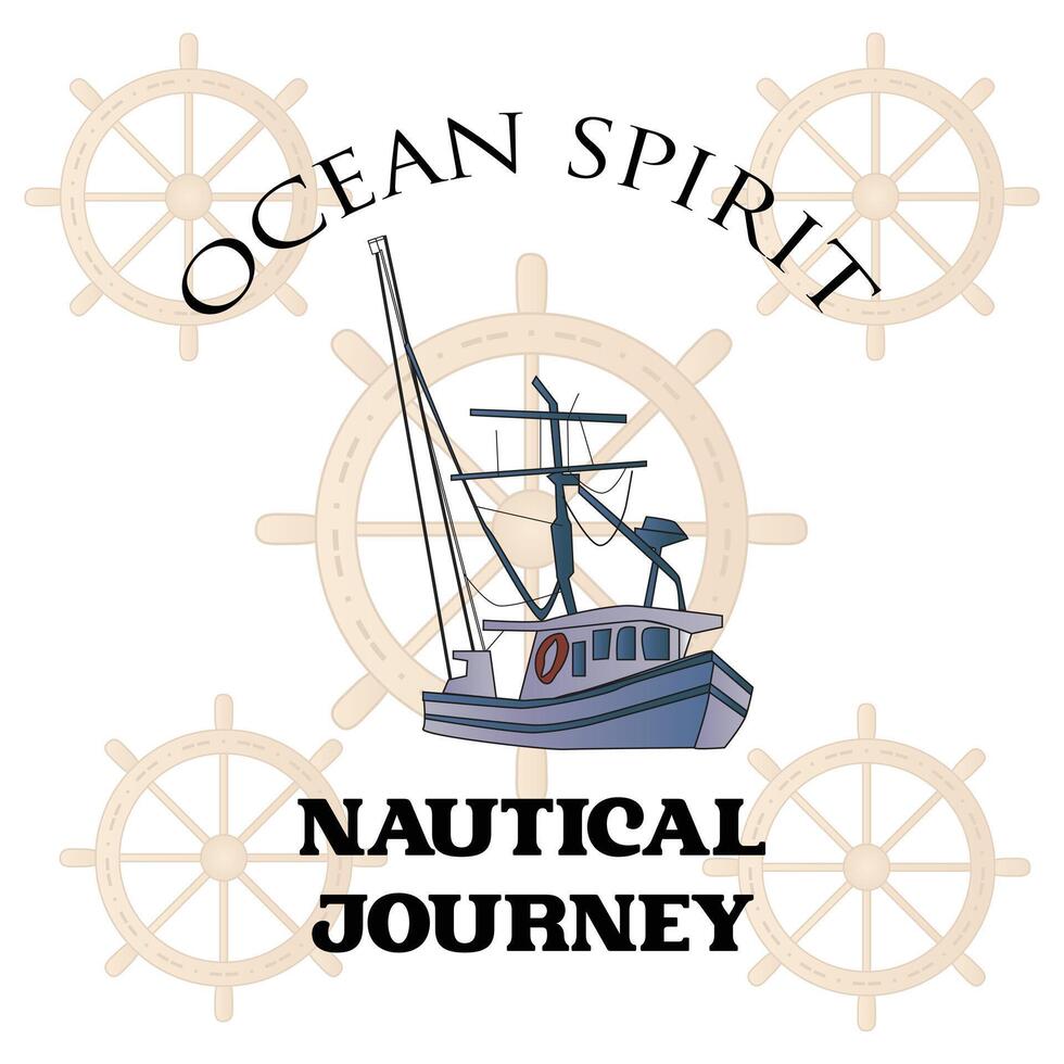 Ocean Spirit Nautical Journey T-shirt Design vector