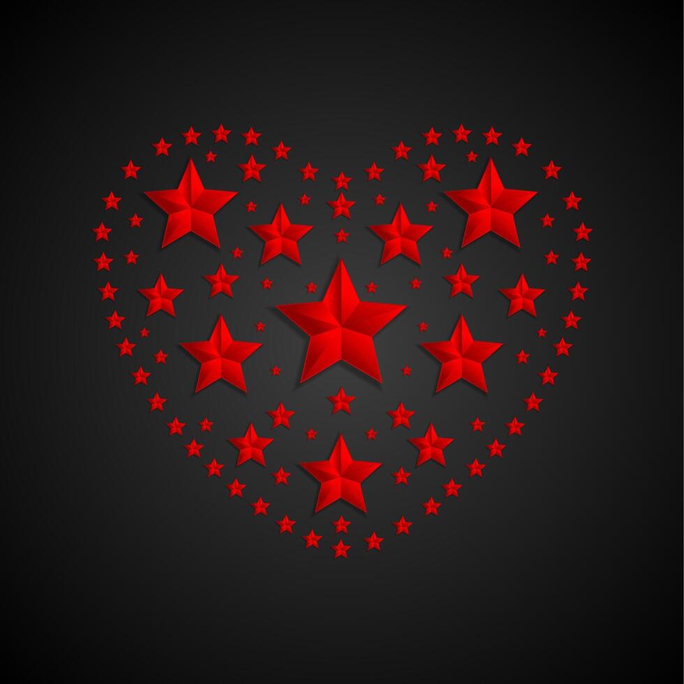 corazón símbolo hecho de rojo estrellas en negro antecedentes vector