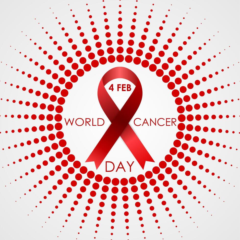 World Cancer Day vector background with halftone sun