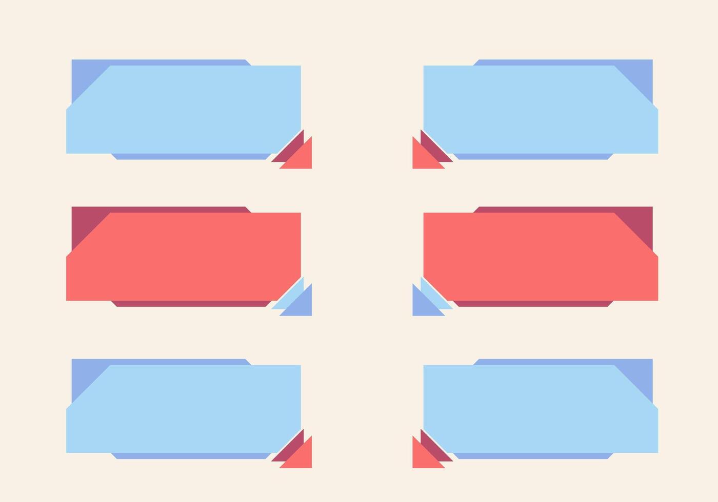 Modern abstract vector banner set. Flat geometric shapes of different colors and different style. Template for web or print design.