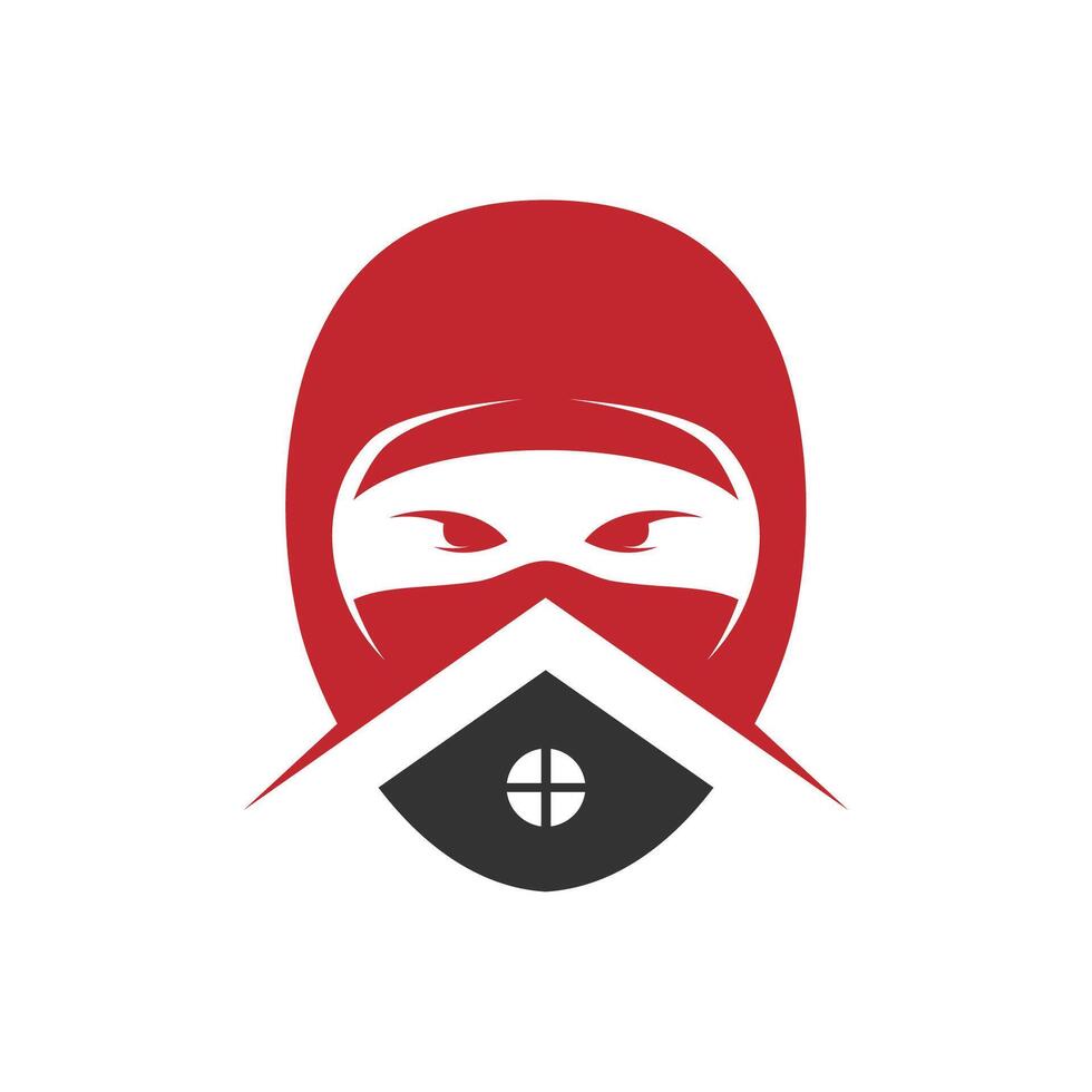 A creative logo with a ninja head and house shape. Strong, bold, simple, and modern. It would be perfect for real estate, construction, or restaurant logo vector